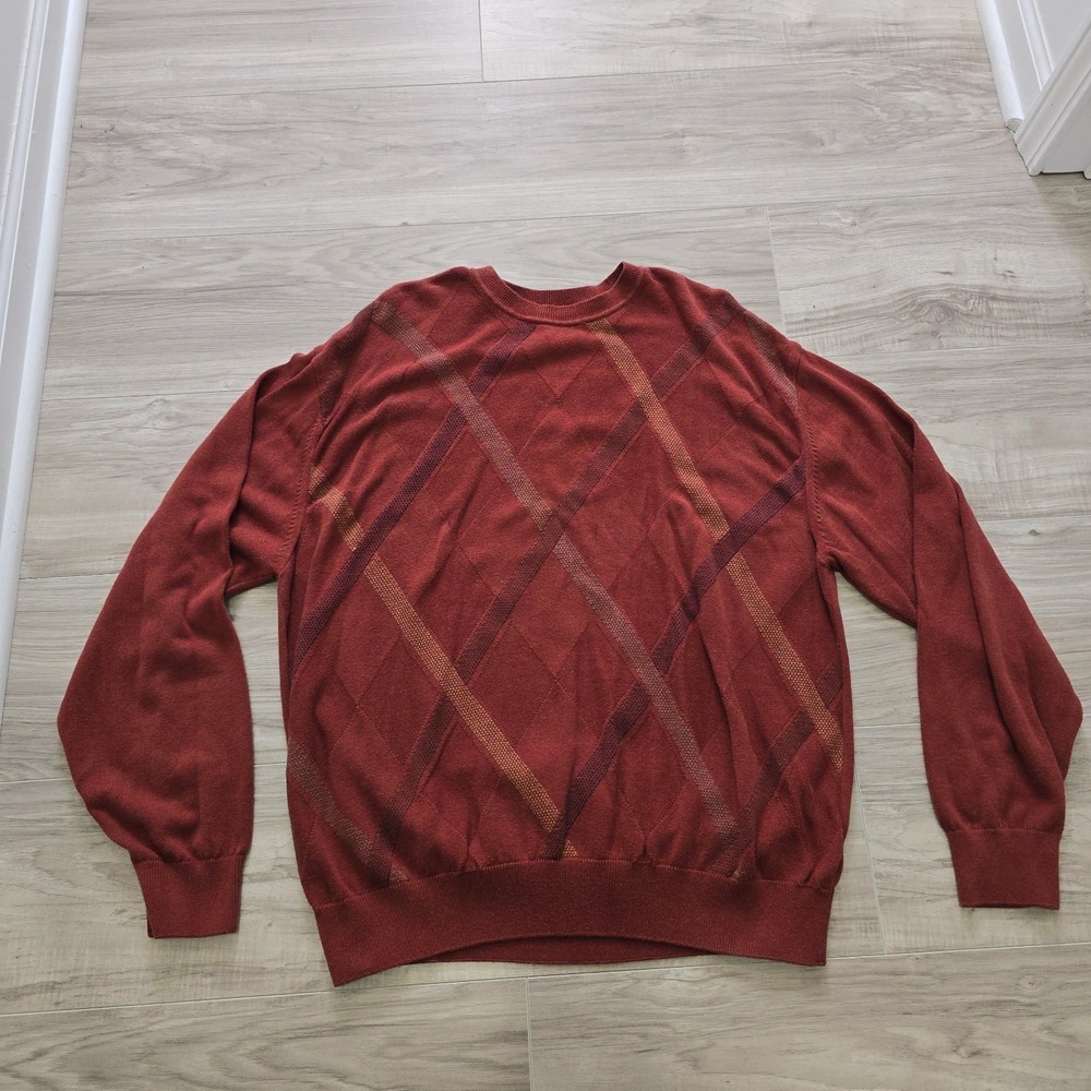 Alex Cannon Crew Neck Sweater Men's XL Red Long Sleeve Cotton Pullover